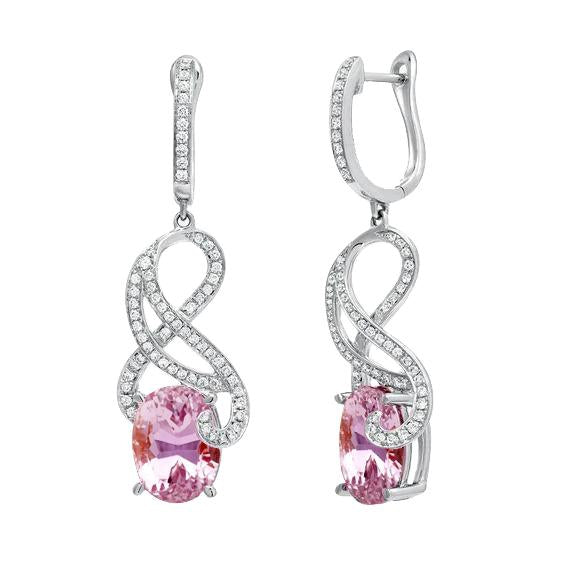 Women Jewelry Pink Kunzite Diamond Lever Back Earring 21 Carats - Gemstone Earring-harrychadent.ca
