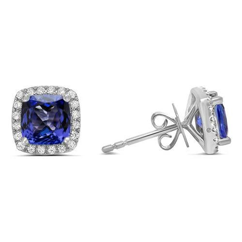 Women Studs Earrings 5.50 Ct Tanzanite & Diamonds 14K White Gold - Gemstone Earring-harrychadent.ca