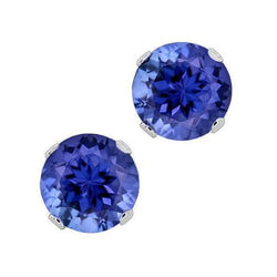 Women Studs Earrings White Gold 14K 5 Carats Tanzanite