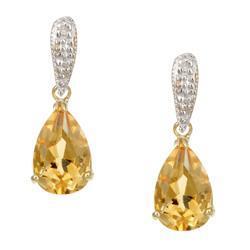 Yellow Gold 42.50 Ct Citrine And Diamonds Lady Dangle Earrings - Gemstone Earring-harrychadent.ca
