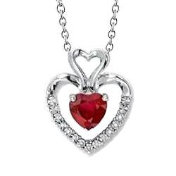 1.20 Ct Heart Cut Red Ruby With Diamond Pendant Jewelry New - Gemstone Pendant-harrychadent.ca