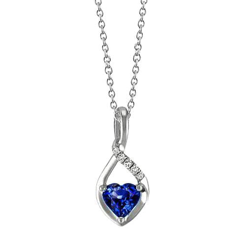 1.25 Ct Heart Ceylon Sapphire & Round Diamonds Pendant Necklace - Gemstone Pendant-harrychadent.ca