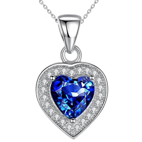 1.50 Ct Sri Lanka Blue Sapphire & Diamond Pendant 14K White Gold - Gemstone Pendant-harrychadent.ca