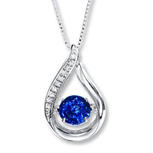 1.50 Ct Sri Lanka Sapphire With Diamonds Pendant Necklace White Gold - Gemstone Pendant-harrychadent.ca