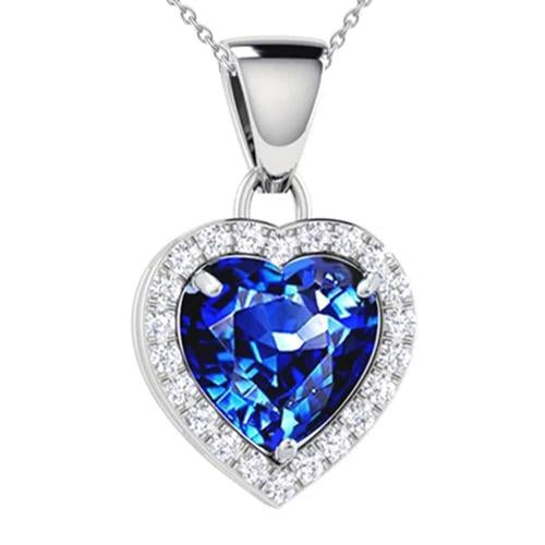 1.75 Ct Blue Heart Cut Sapphire And Diamond Pendant - Gemstone Pendant-harrychadent.ca