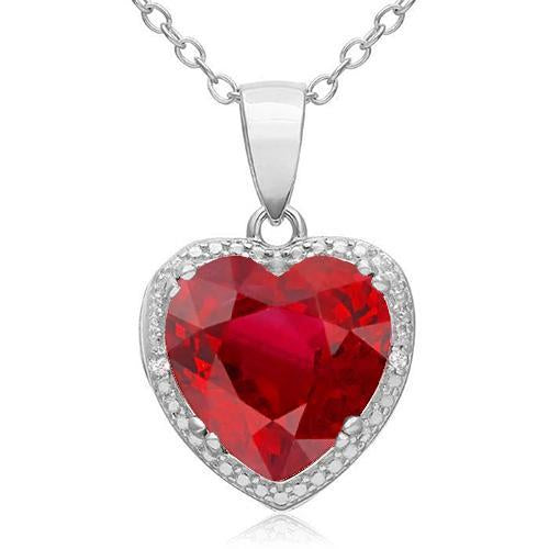 11.10 Ct Red Ruby With Diamonds Pendant Necklace White Gold - Gemstone Pendant-harrychadent.ca