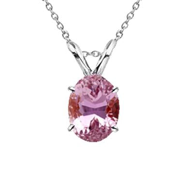 13 Carats Solitaire Pink Kunzite Gemstone Pendant White Gold 14K - Gemstone Pendant-harrychadent.ca