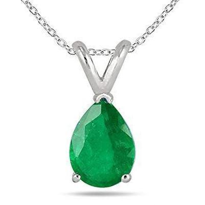 14 Ct Pear Cut Green Emerald Pendant Necklace 14K White Gold - Gemstone Pendant-harrychadent.ca