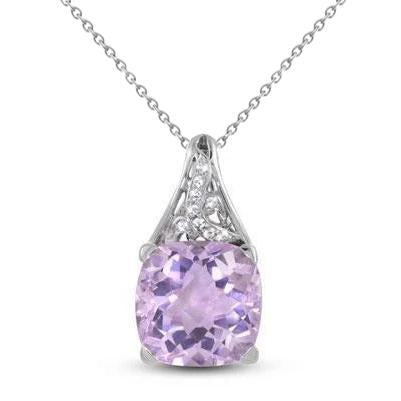 15.35 Carats Kunzite And Diamonds Pendant Necklace White Gold 14K - Gemstone Pendant-harrychadent.ca