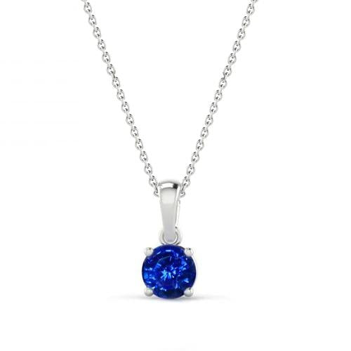 2.00 Carat Ceylon Sapphire Pendant Necklace Chain White Gold 14K - Gemstone Pendant-harrychadent.ca