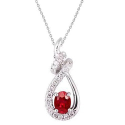 2.80 Carats Red Ruby & Natural Earth Mined Diamond Lady Pendant Necklace White Gold 14K