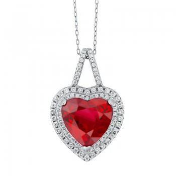 2.85 Carats Heart Cut Red Ruby With Diamond Pendant Gold Jewelry - Gemstone Pendant-harrychadent.ca