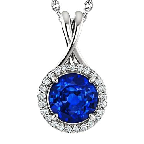 3.25 Ct Big Ceylon Sapphire And Diamond Pendant Necklace - Gemstone Pendant-harrychadent.ca