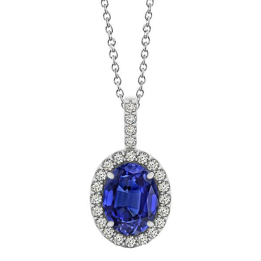 3.50 Ct Tanzanite With Diamonds Pendant 14K White Gold - Gemstone Pendant-harrychadent.ca