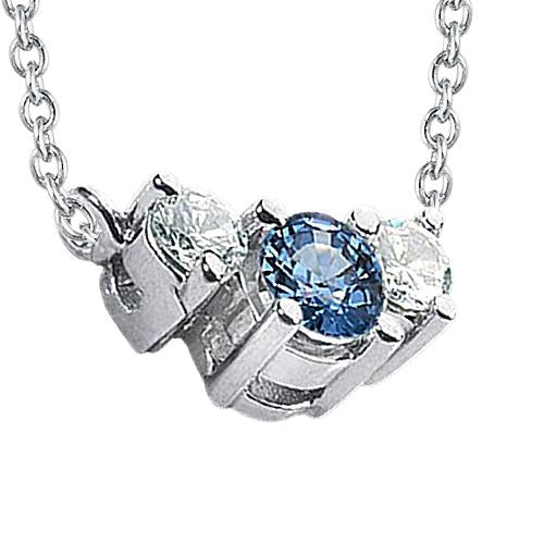 3 Stone Gemstone Pendant 1.45 Ct. Blue Diamonds 14K White Gold - Gemstone Pendant-harrychadent.ca