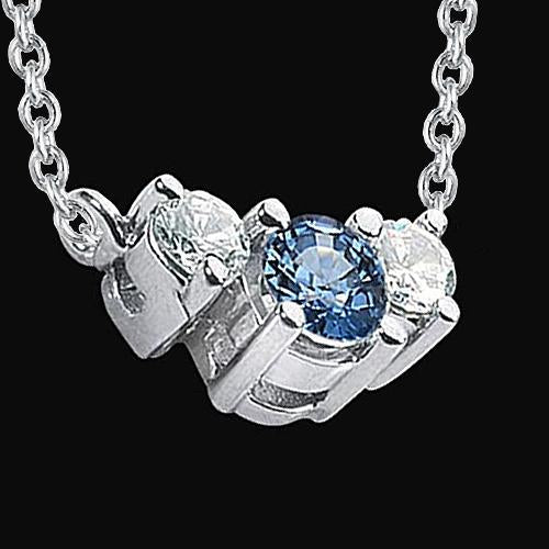 3 Stone Gemstone Pendant 1.45 Ct. Blue Diamonds 14K White Gold - Gemstone Pendant-harrychadent.ca