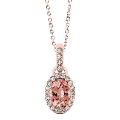 31.25 Ct Morganite And Diamonds Pendant Necklace Rose Gold - Gemstone Pendant-harrychadent.ca