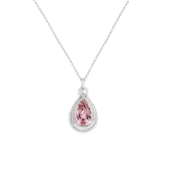36 Carats Pink Natural Kunzite & Diamond Women Necklace Pendant - Gemstone Pendant-harrychadent.ca