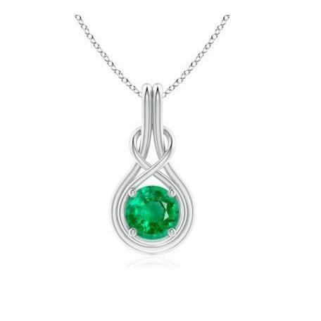 4 Ct Prong Set Green Emerald Pendant With Chain 14K White Gold - Gemstone Pendant-harrychadent.ca