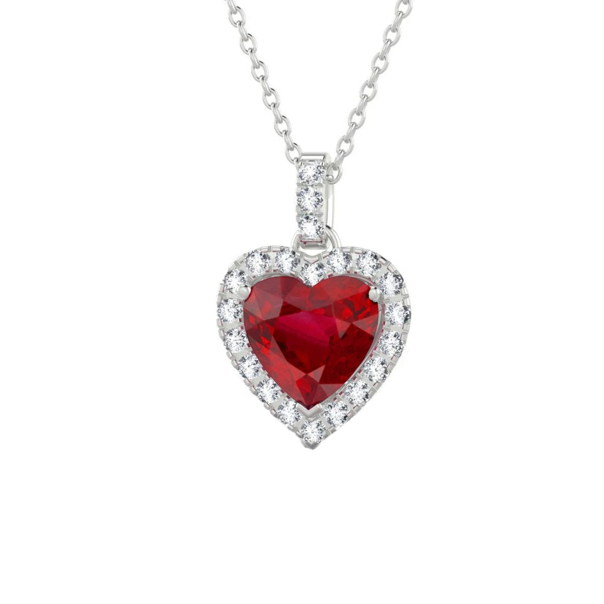 5.50 Ct. Ruby And Diamond Heart Shape Pendant Necklace White Gold 14K - Gemstone Pendant-harrychadent.ca
