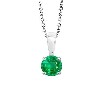 5 Carats Solitaire Green Emerald Gemstone Pendant White Gold 14K - Gemstone Pendant-harrychadent.ca