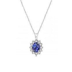 6.00 Ct Prong Set Tanzanite And Natural Earth Mined Diamonds Pendant White Gold 14K