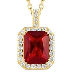 6.45 Carats Ruby And Diamond Necklace Pendant Yellow Gold Jewelry