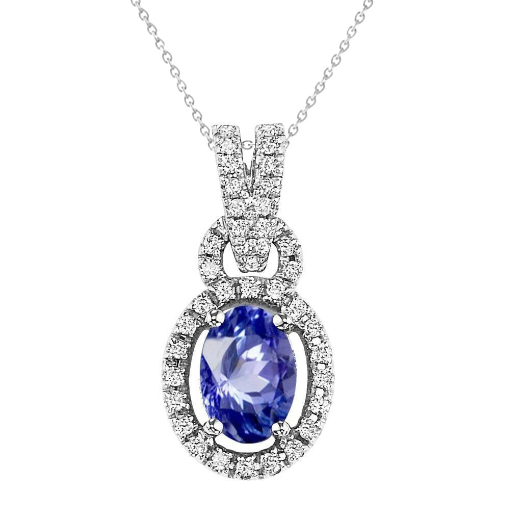 7.01 Ct Sri Lankan Sapphire And Diamonds Necklace Pendant Gold - Gemstone Pendant-harrychadent.ca