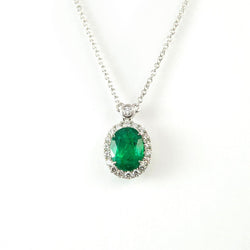 7.50 Ct. Green Emerald & Natural Earth Mined Diamond Gemstone Pendant Chain Necklace