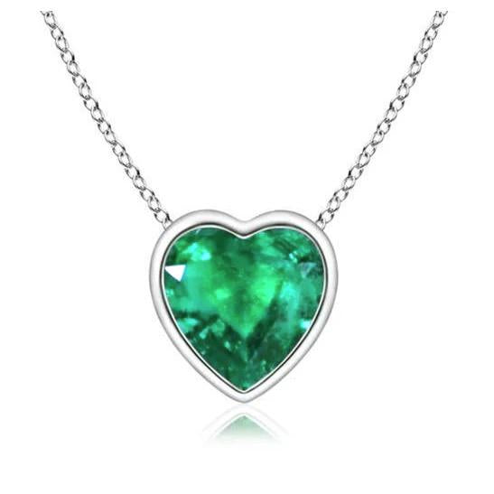 7 Ct Big Heart Shape Green Emerald Pendant Necklace - Gemstone Pendant-harrychadent.ca