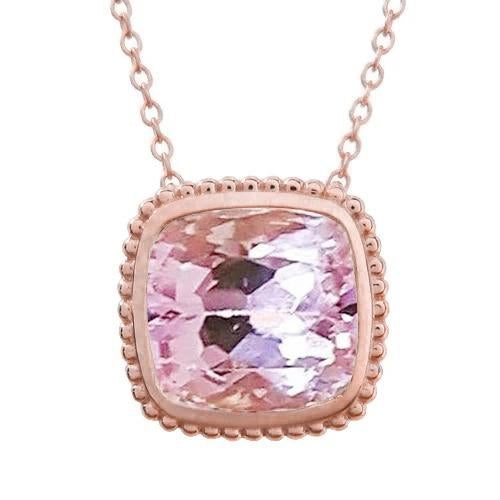 Big Pink Kunzite Bezel Set 35.00 Ct Pendant Necklace Rose Gold 14K - Gemstone Pendant-harrychadent.ca