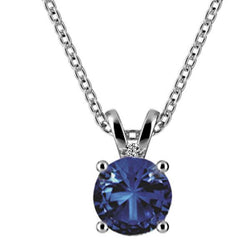 Blue Sapphire And Diamond Necklace Pendant 2.55 Carats White Gold 14K