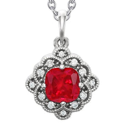 Cushion Cut Red Ruby Natural Earth Mined Diamond Necklace Pendant Jewelry 5.50 Carats