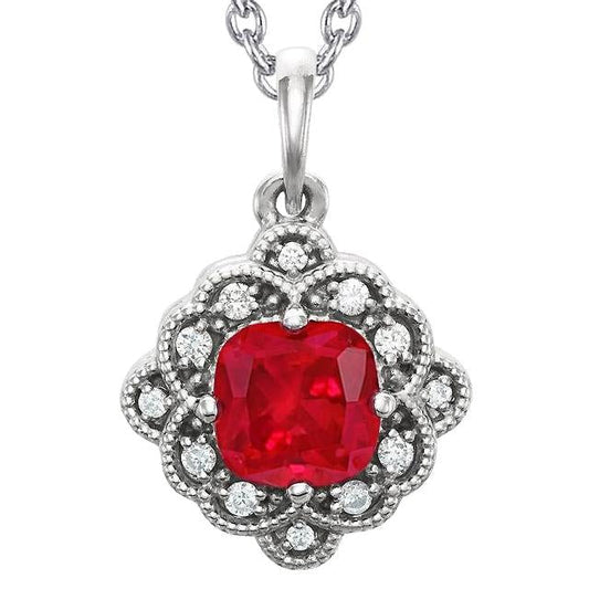 Cushion Cut Red Ruby Diamond Necklace Pendant Jewelry 5.50 Carats - Gemstone Pendant-harrychadent.ca