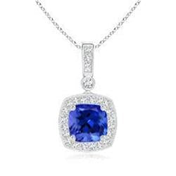 Cushion Cut Tanzanite And Round Diamonds 18 Ct Pendant Gold 14K - Gemstone Pendant-harrychadent.ca