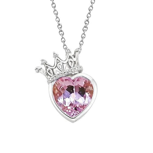 Diamond Necklace Pendant Heart Cut Pink Kunzite 15.50 Carats Gold 14K - Gemstone Pendant-harrychadent.ca