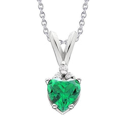 Green Emerald And Diamond Pendant Necklace 3.30 Carat WG 14K
