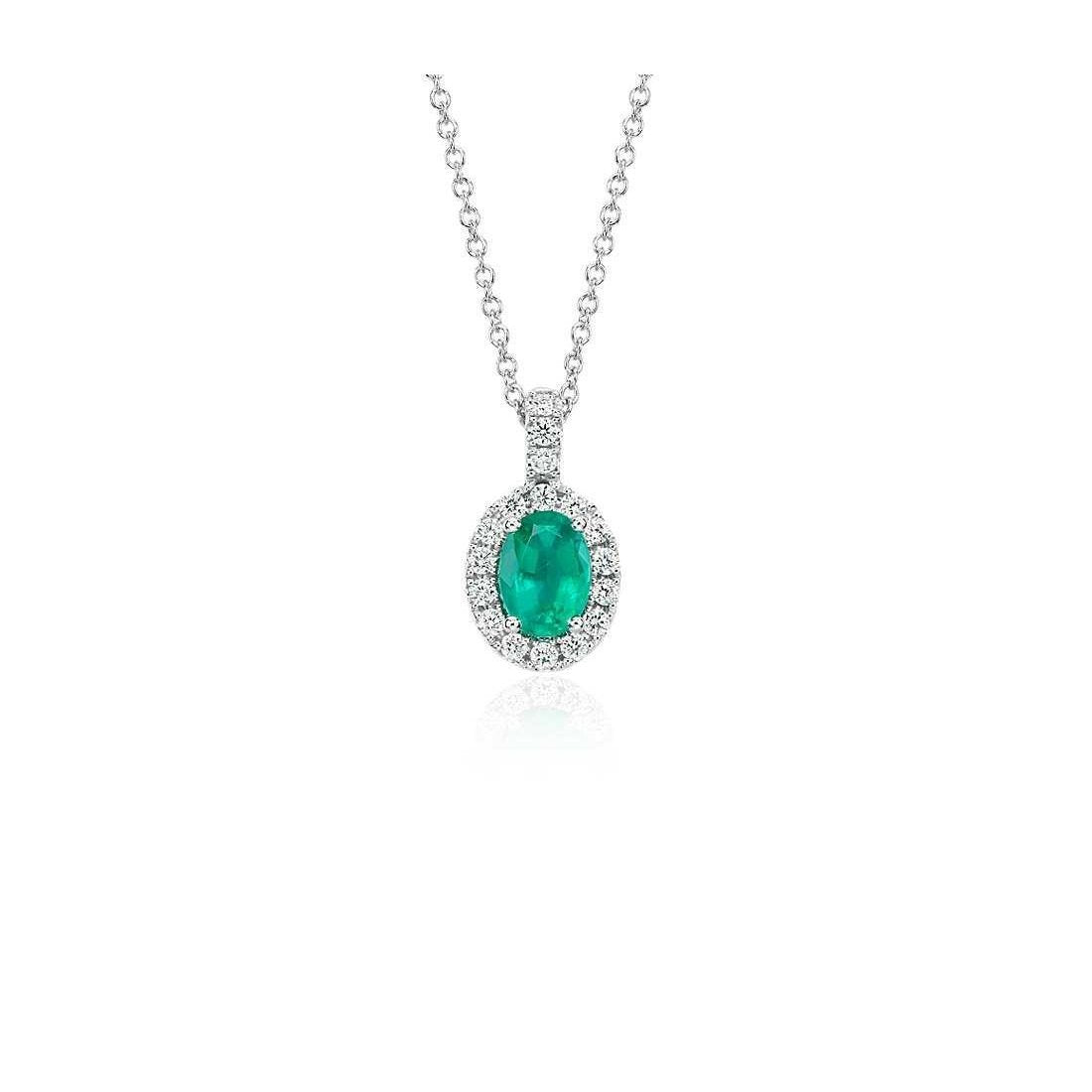 Green Emerald & Diamond Gemstone Pendant With Chain 6.50 Carats - Gemstone Pendant-harrychadent.ca