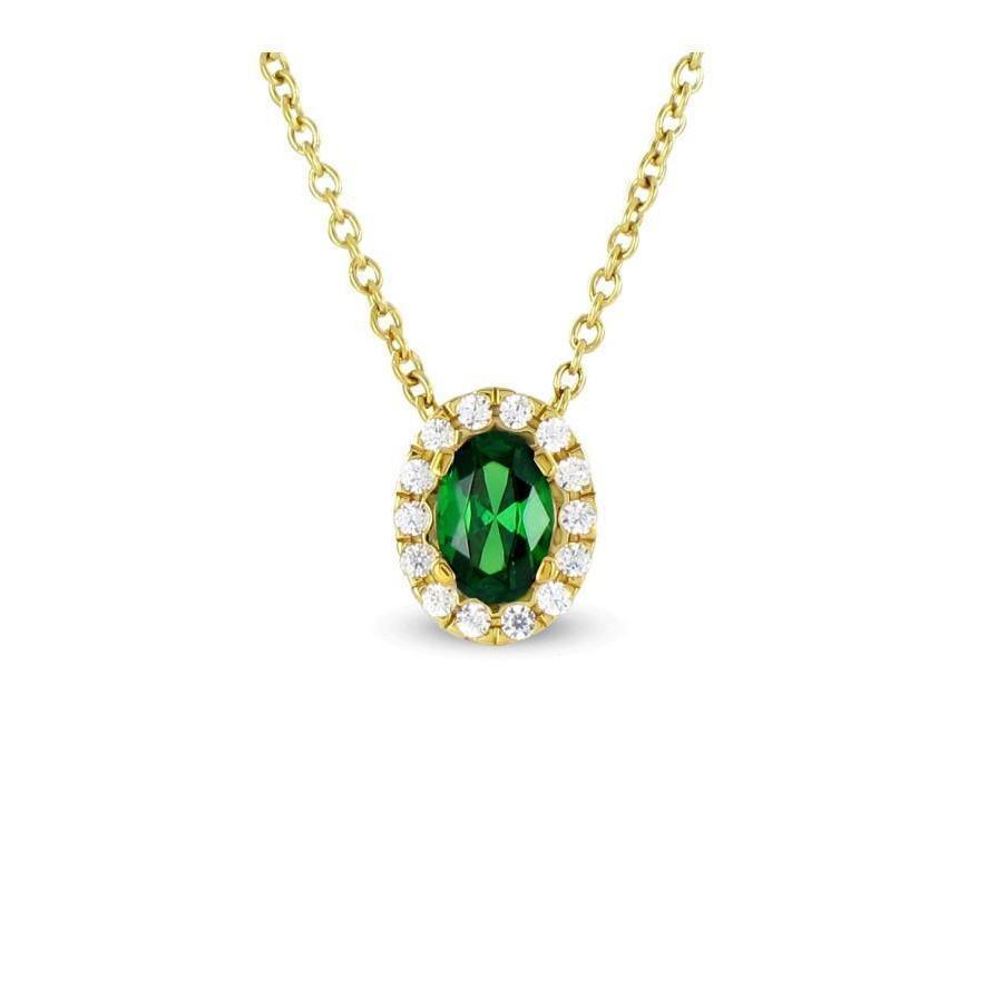 Green Emerald With Diamonds Gemstone Pendant 3.60 Ct YG 14K - Gemstone Pendant-harrychadent.ca
