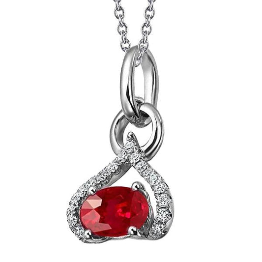 Heart Shape Pendant Necklace 5.60 Carats Ruby And Diamonds WG 14K - Gemstone Pendant-harrychadent.ca