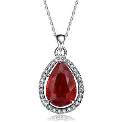 Pear Cut Red Ruby With Natural Earth Mined Diamond Necklace Pendant 2.25 Carats