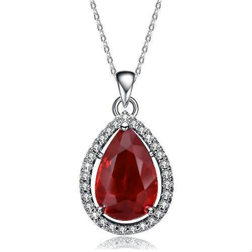 Pear Cut Red Ruby With Diamond Necklace Pendant 2.25 Carats - Gemstone Pendant-harrychadent.ca