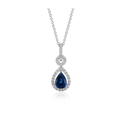 Pear Cut Sri Lankan Sapphire Diamonds 3.25 Ct Pendant Necklace