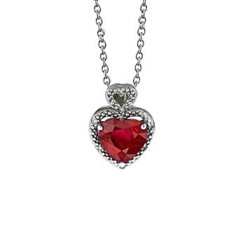 Pendant Necklace Red Ruby And Diamonds 5.35 Carats White Gold 14K - Gemstone Pendant-harrychadent.ca