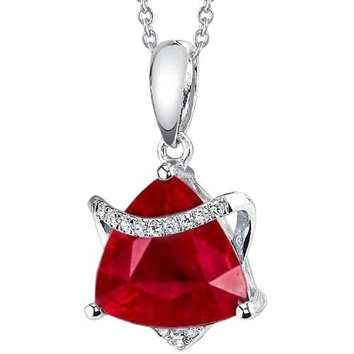 Pendant Necklace Trillion And Round Cut 6.30 Ct. Ruby With Diamonds - Gemstone Pendant-harrychadent.ca