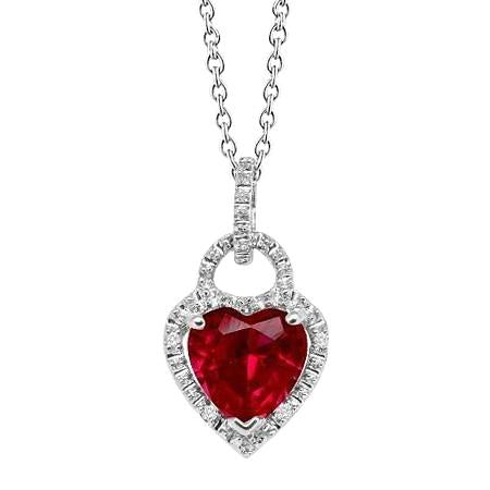 Pendant Necklace White Gold 14K 5.20 Ct. Ruby With Diamonds - Gemstone Pendant-harrychadent.ca