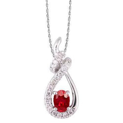 Pendant Necklace White Gold 2.70 Ct Red Ruby And Natural Earth Mined Diamonds