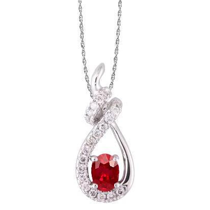 Pendant Necklace White Gold 2.70 Ct Red Ruby And Diamonds - Gemstone Pendant-harrychadent.ca