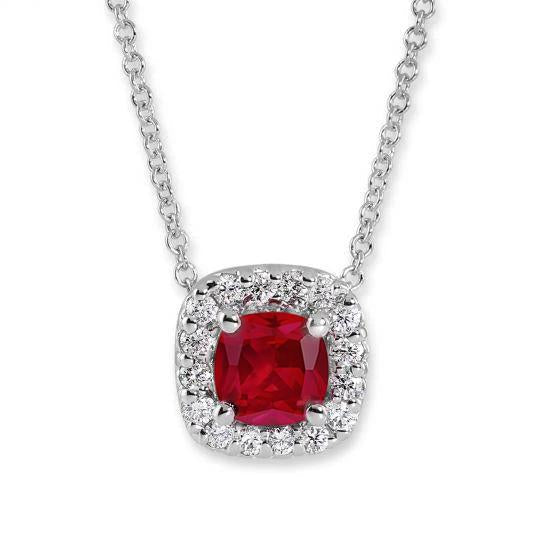 Pendant Necklace With Chain 3.65 Ct. Ruby And Diamonds White Gold - Gemstone Pendant-harrychadent.ca