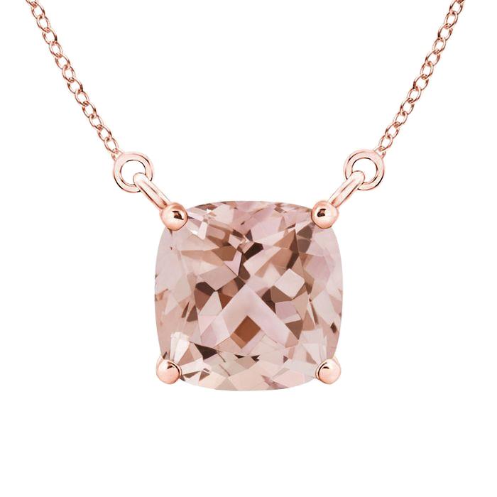 Prong Set Cushion Shape Morganite 12.50 Ct Pendant Rose Gold 14K - Gemstone Pendant-harrychadent.ca